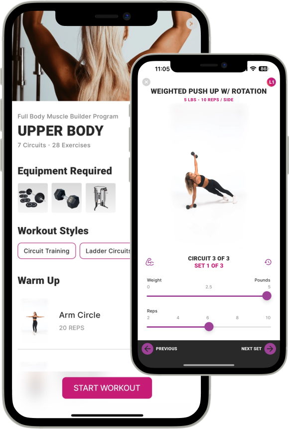 The Burn app: a program overview and a follow-along exercise with weight and rep tracking